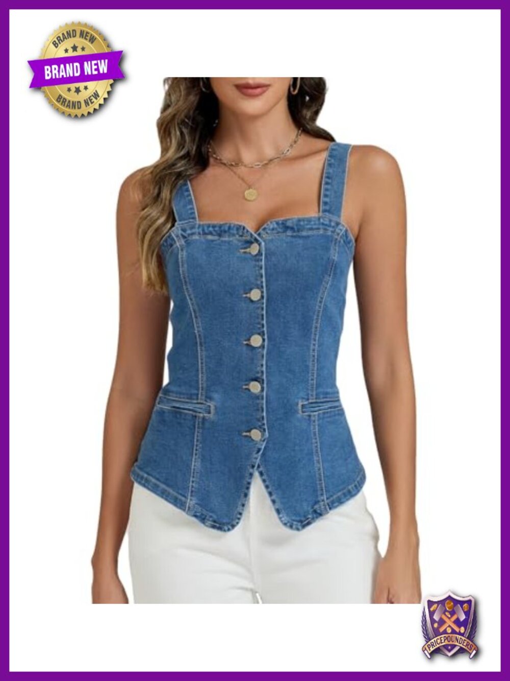 Denim Corset Top Stretchy Vest